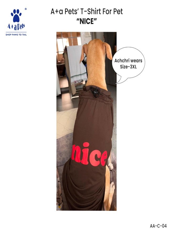 A+a Pets' Graphic Printed Premium T-Shirt for Human(Unisex) 'WH' & Pets(Dog & Cat) 'Nice' | Half Sleeve Round Neck | Light Weight Costumes | Cotton (Human - M, Pet - XL, RedH & BrownP) - Image 4